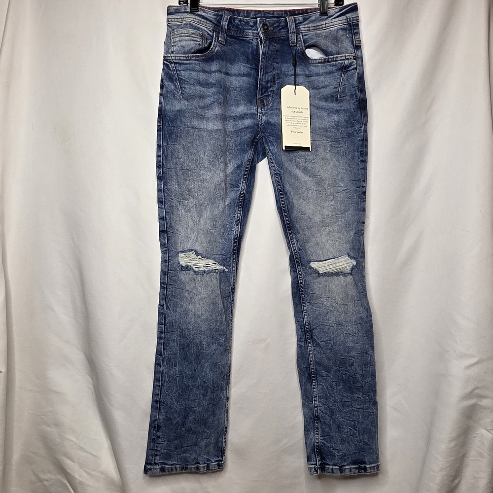 Six Lincoln New York Slim Fit, Men's Denim Jeans Distressed, Size 30/30